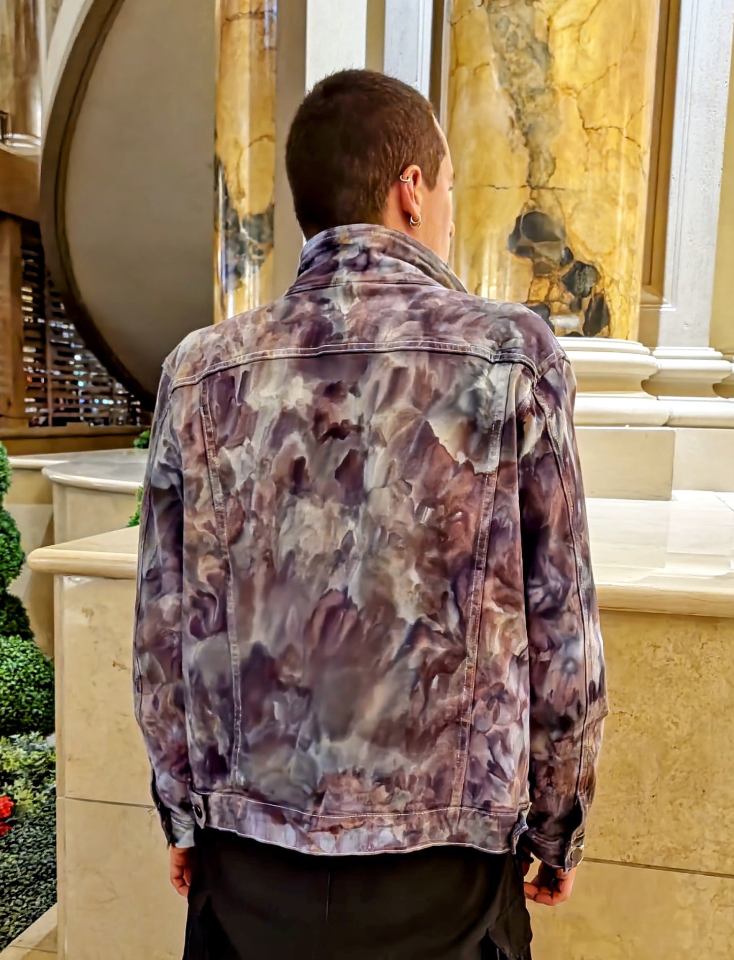 Unisex Relaxed Fit Denim Jacket in Liquid Las Vegas Nights