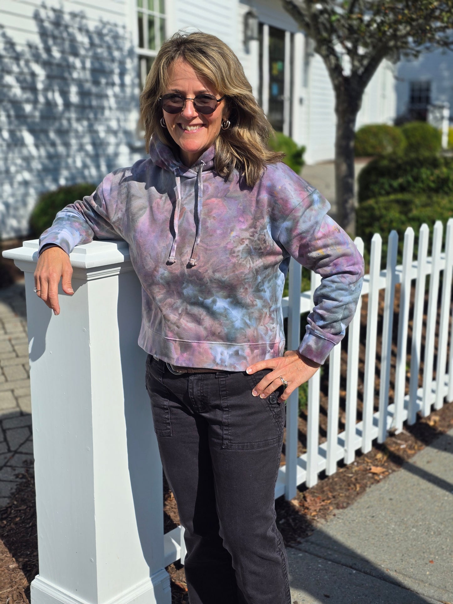 Women's Tie Dyed Cropped Hoodie, Hand Dyed Cropped Hoodie in Liquid Kaleidoscope