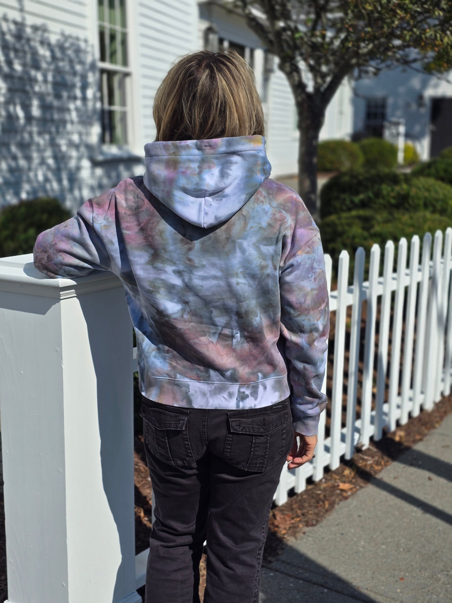 Women's Tie Dyed Cropped Hoodie, Hand Dyed Cropped Hoodie in Liquid Kaleidoscope