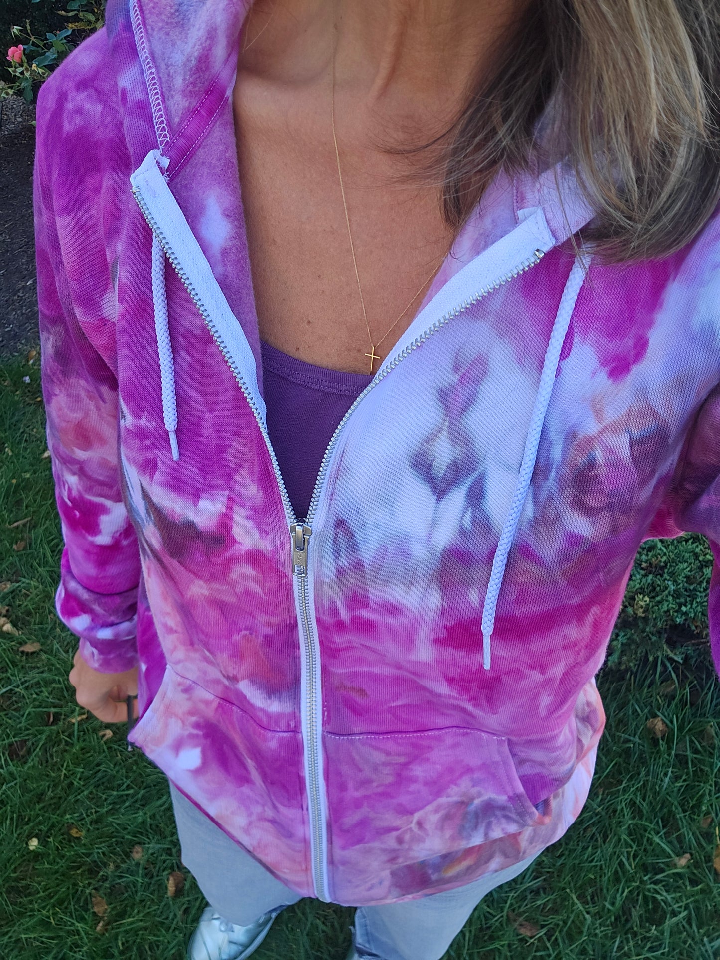 Liquid Magenta Hand Dyed Hoodie or Zip Up, Hoodie Tie Dye Sweatshirt