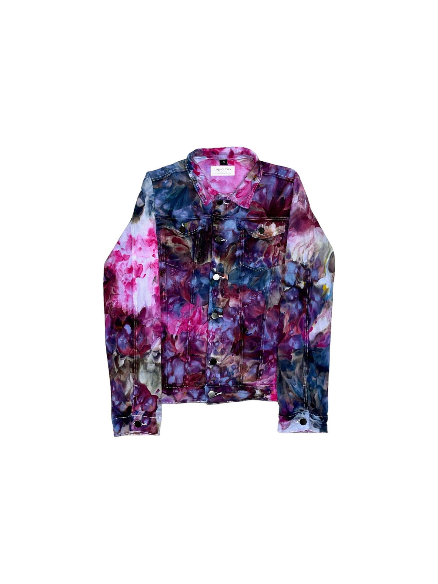 Unisex Relaxed Fit Denim Jacket in Liquid Kaleidoscope Dreams 