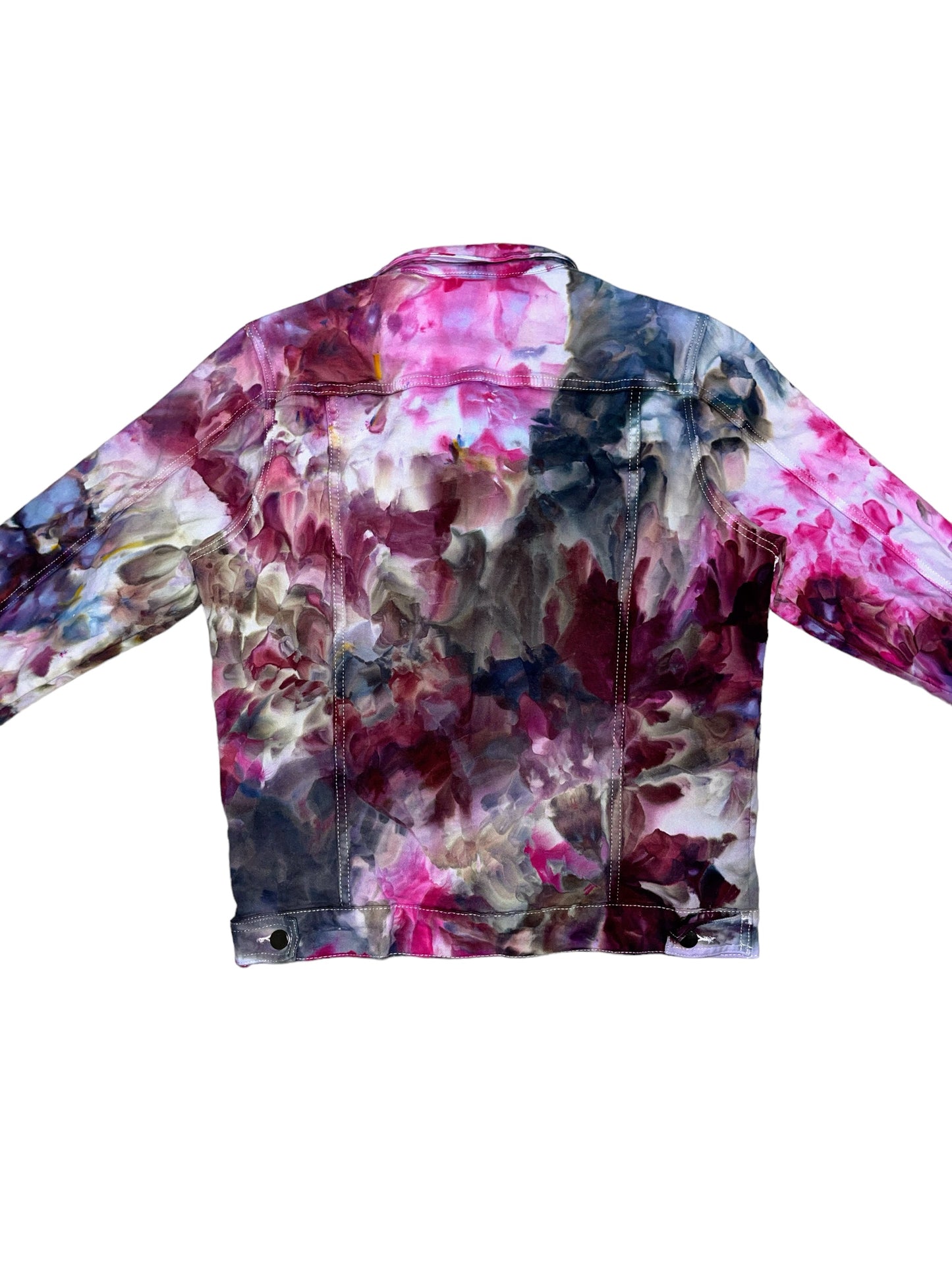 Unisex Relaxed Fit Denim Jacket in Liquid Kaleidoscope Dreams 