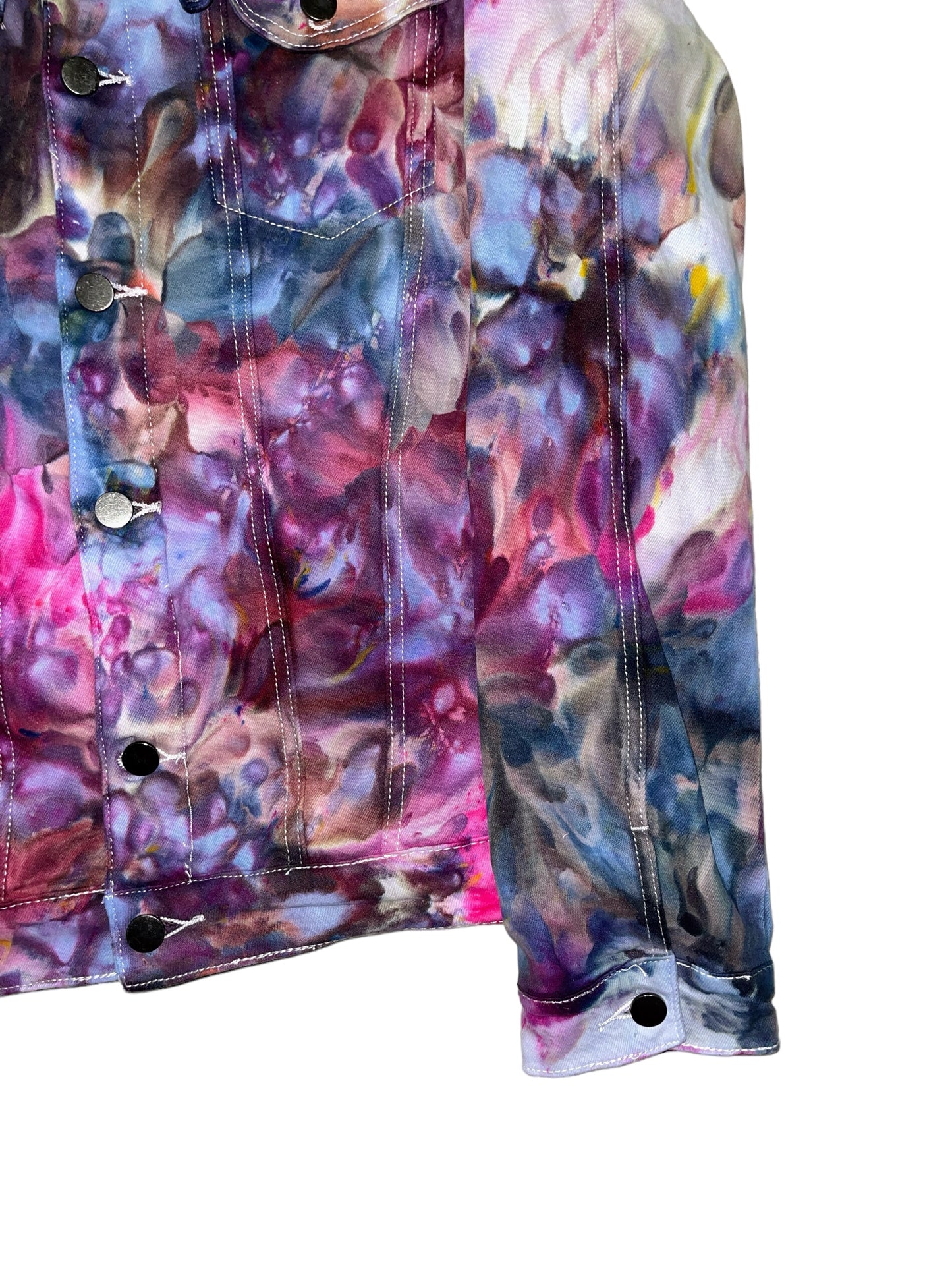 Unisex Relaxed Fit Denim Jacket in Liquid Kaleidoscope Dreams 