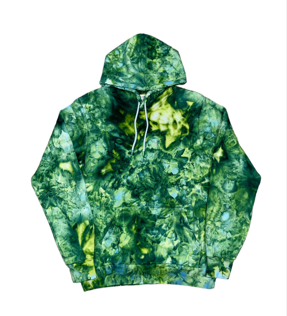 Liquid Emerald Hand Dyed Hoodie or Zip Up Hoodie, Tie Dye Sweatshirt