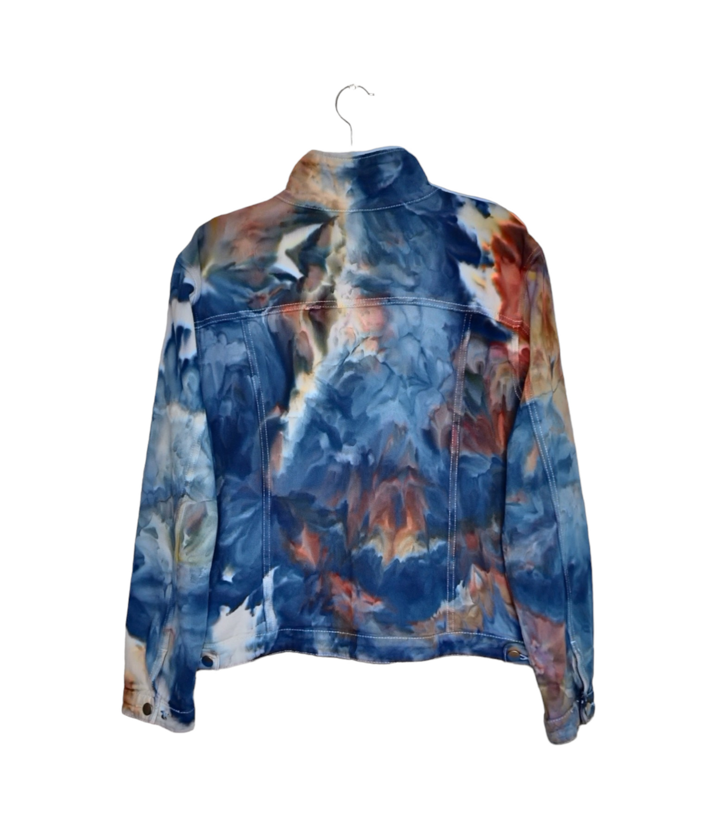 Liquid Aquamarine Gold Tie Dye Denim Jacket