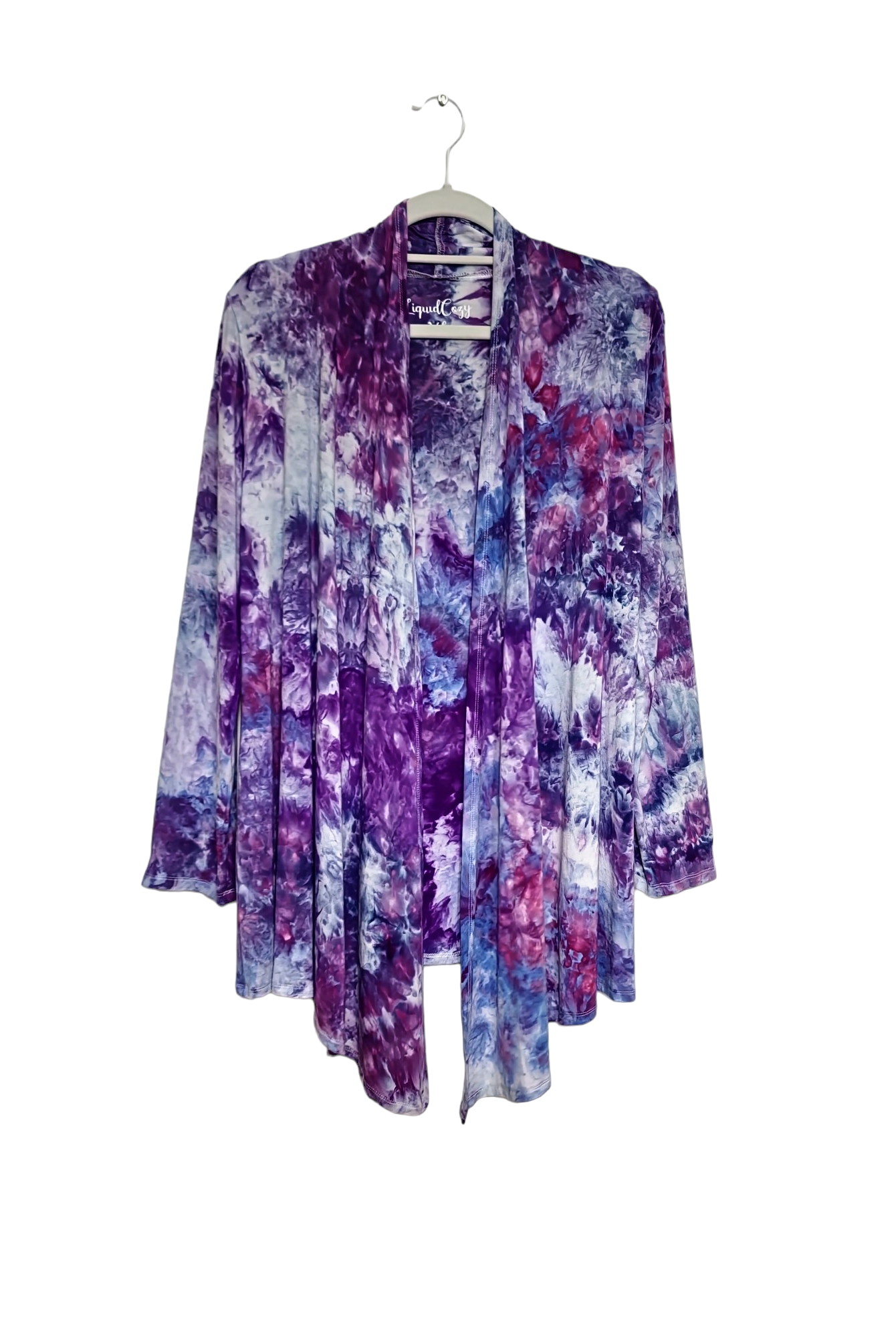 Liquid Rose Dust Lightweight Open Front Cardigan, Tie Dye Cardigan