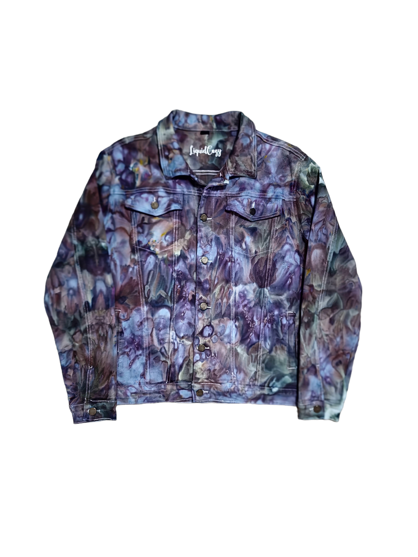 Unisex Relaxed Fit Denim Jacket in Liquid Las Vegas Nights