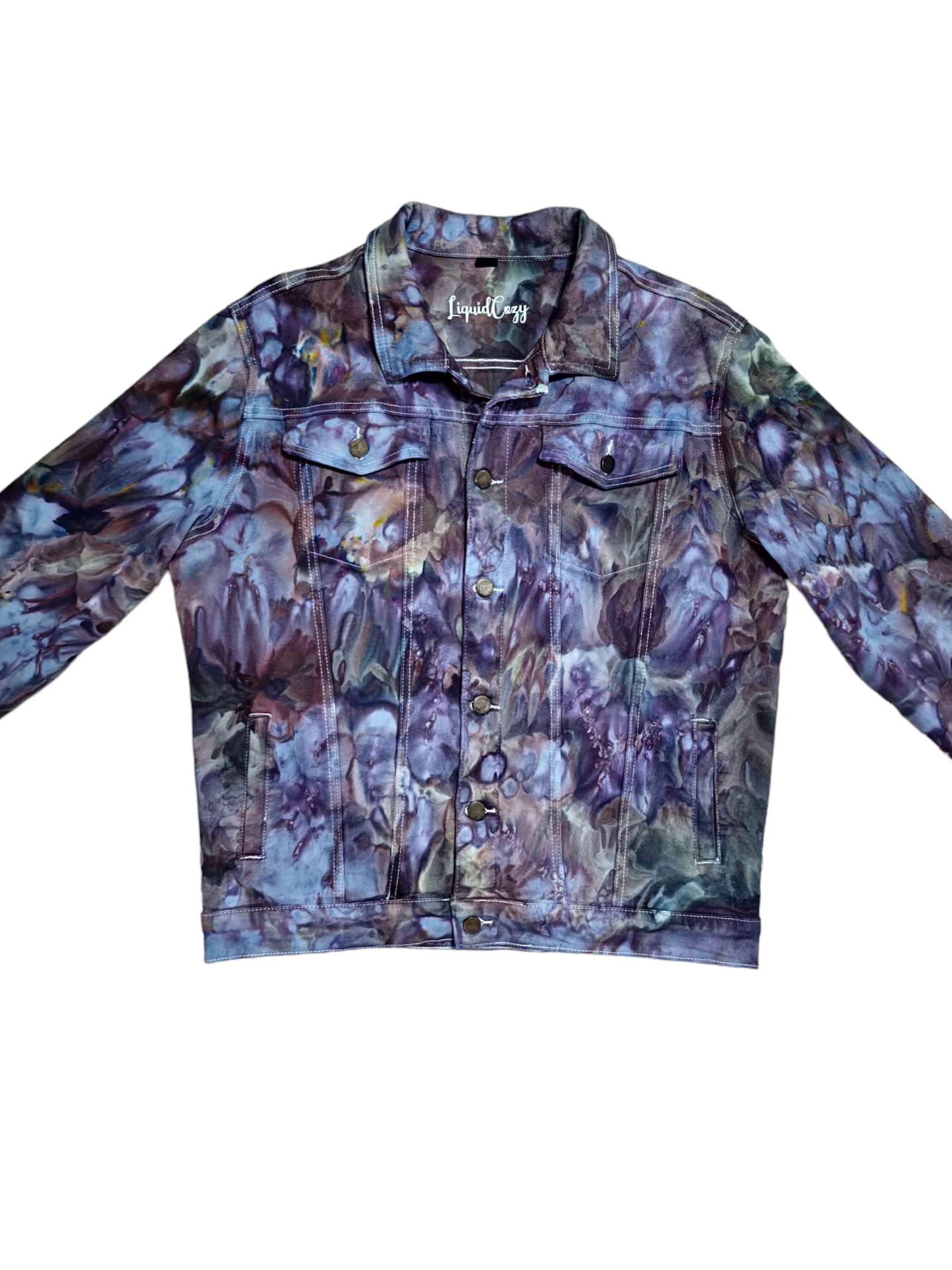 Unisex Relaxed Fit Denim Jacket in Liquid Las Vegas Nights