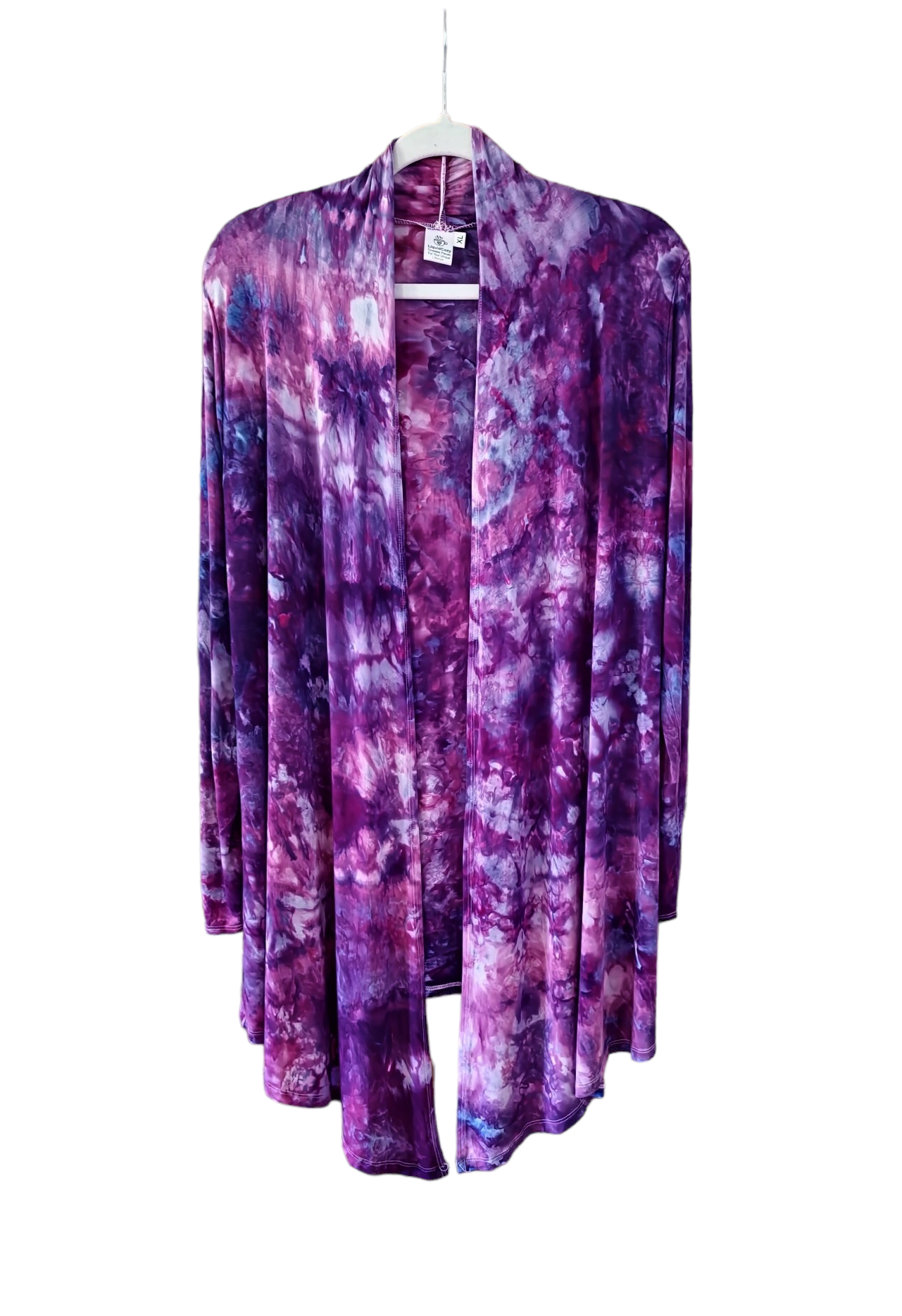Liquid Rose Dust Lightweight Open Front Cardigan, Tie Dye Cardigan