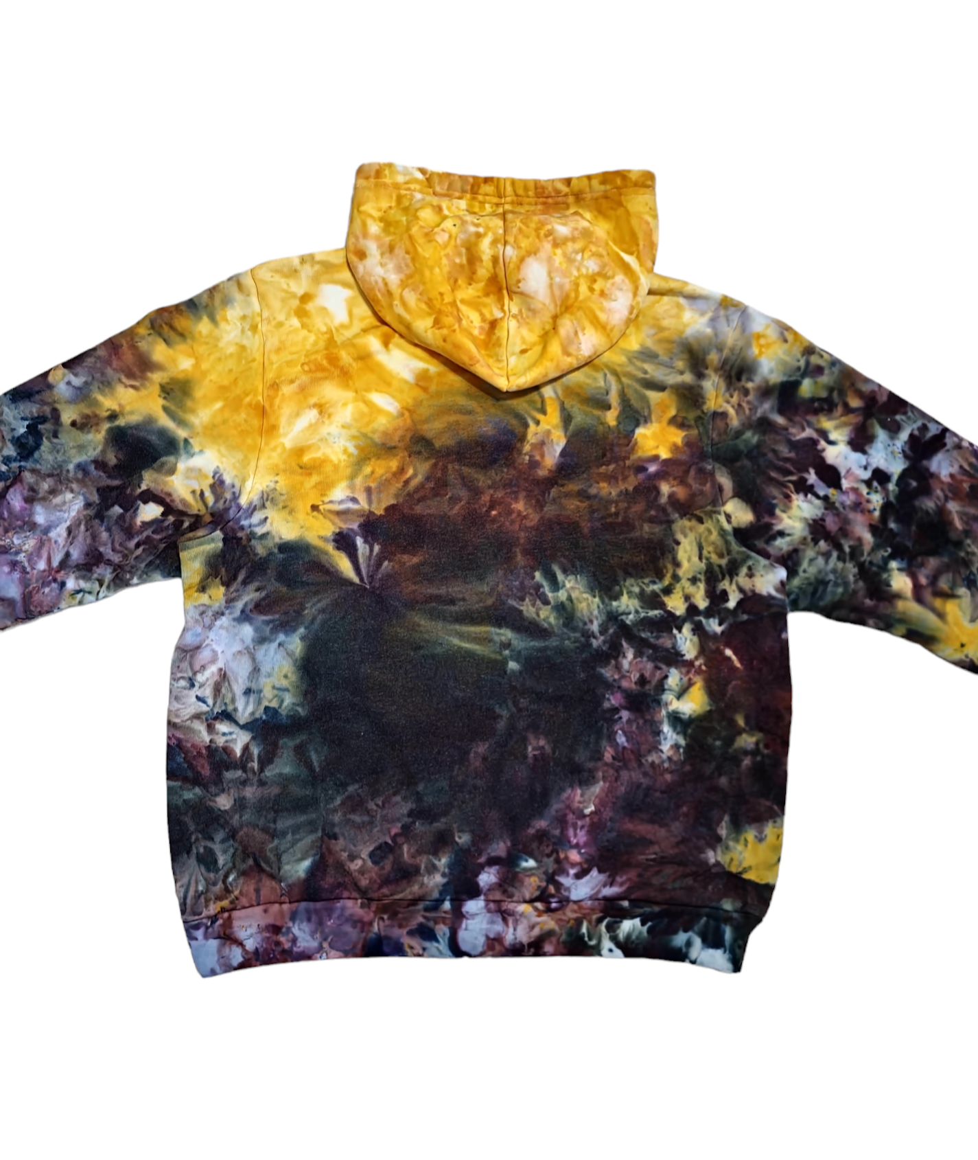 Liquid Gold Gemstones Hand Dyed Hoodie, Tie Dye Sweatshirt