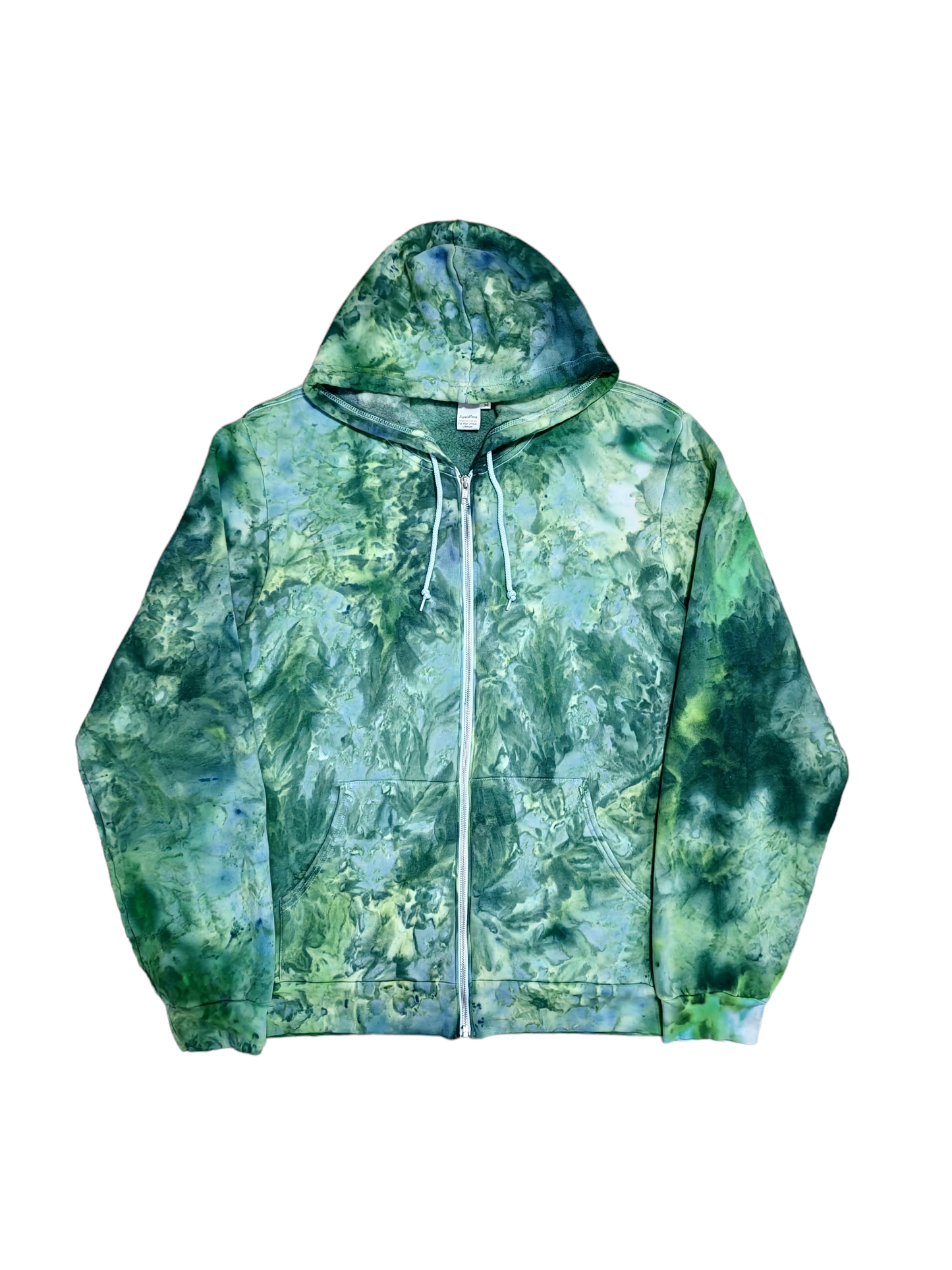 Liquid Emerald Hand Dyed Hoodie or Zip Up Hoodie, Tie Dye Sweatshirt