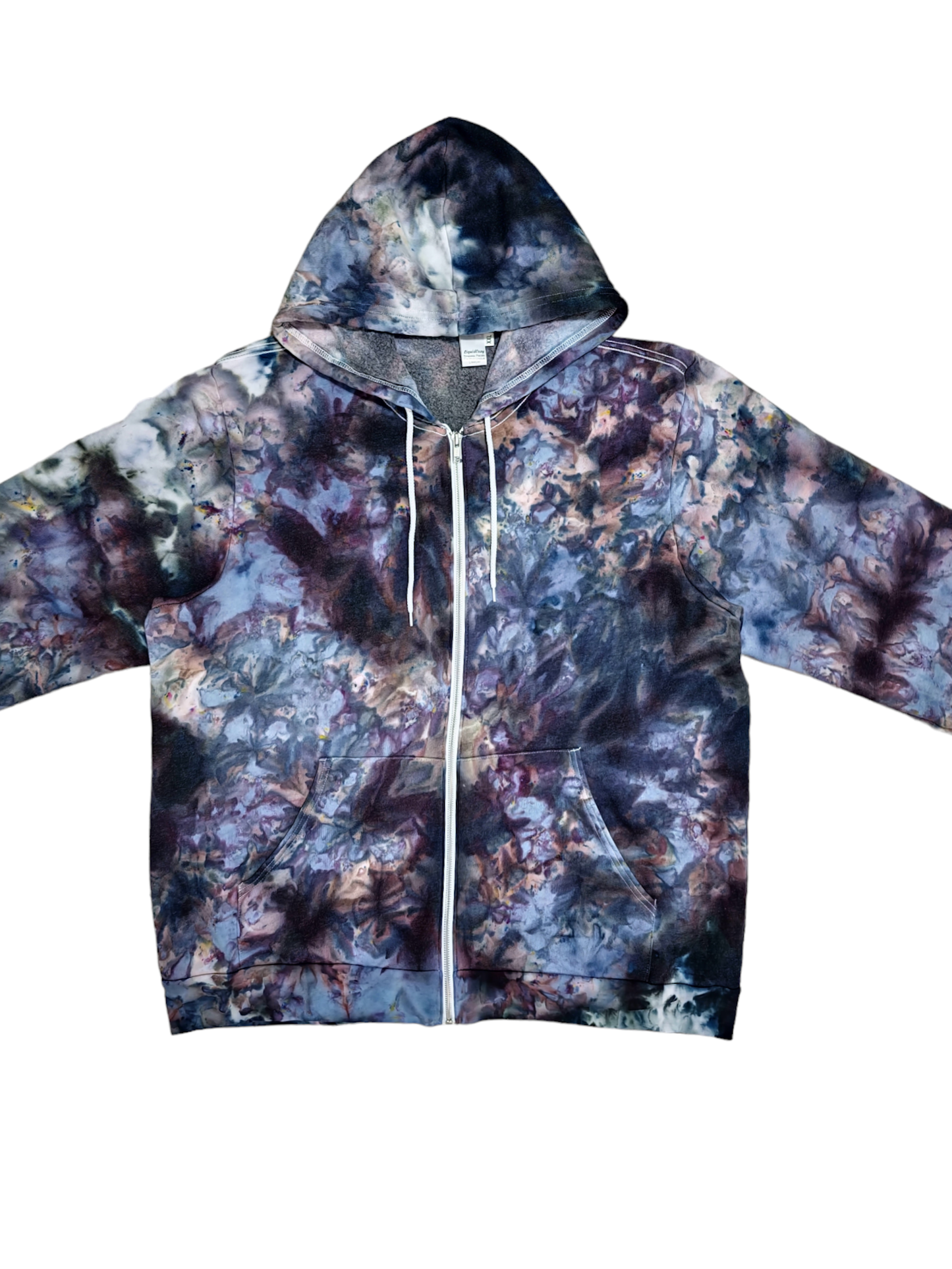 Liquid Noir Quartz Hand Dyed Hoodie or Zip Up Hoodie, Tie Dye Sweatshirt