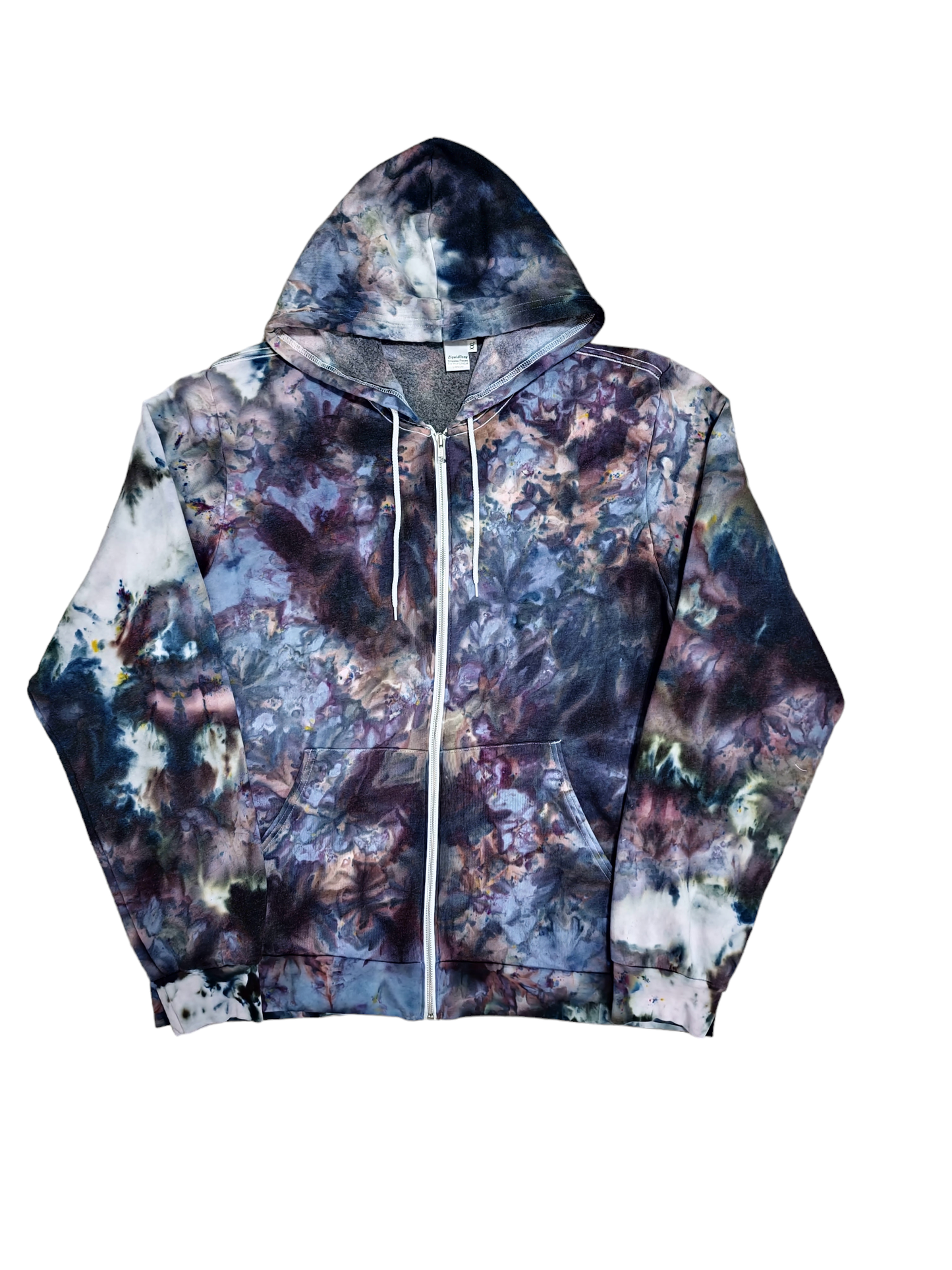 Liquid Noir Quartz Hand Dyed Hoodie or Zip Up Hoodie, Tie Dye Sweatshirt