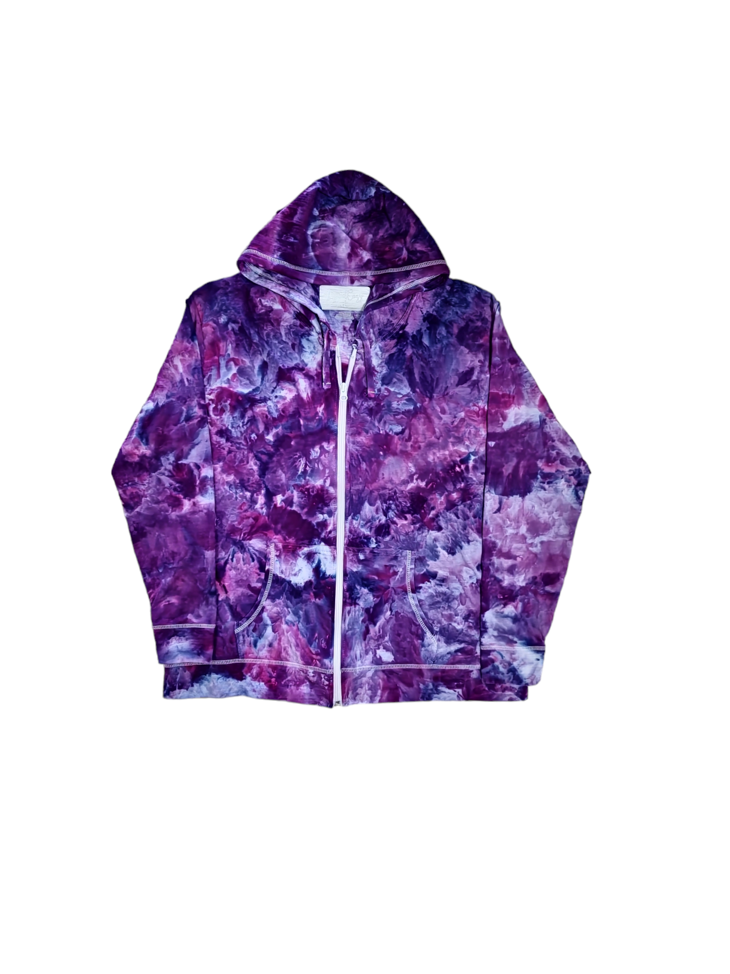Women's Lightweight Tie Dye Zip Up Hoodie Jacket, Hand Dyed Lightweight Zip-Up Jacket