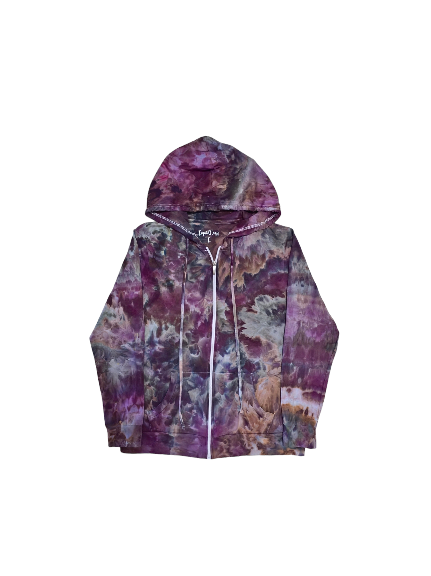 Women's Lightweight Tie Dye Zip Up Hoodie Jacket, Hand Dyed Lightweight Zip-Up Jacket
