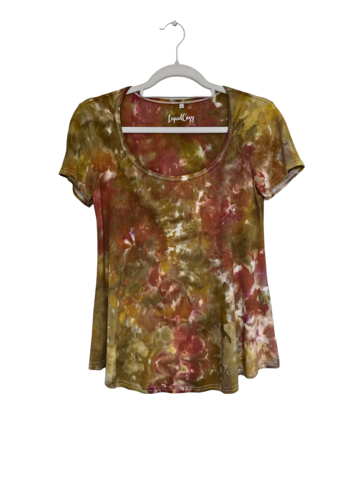 Women's Hand Dyed Scoop Neck Tshirt, Tie Dye Scoop Neck Tshirt