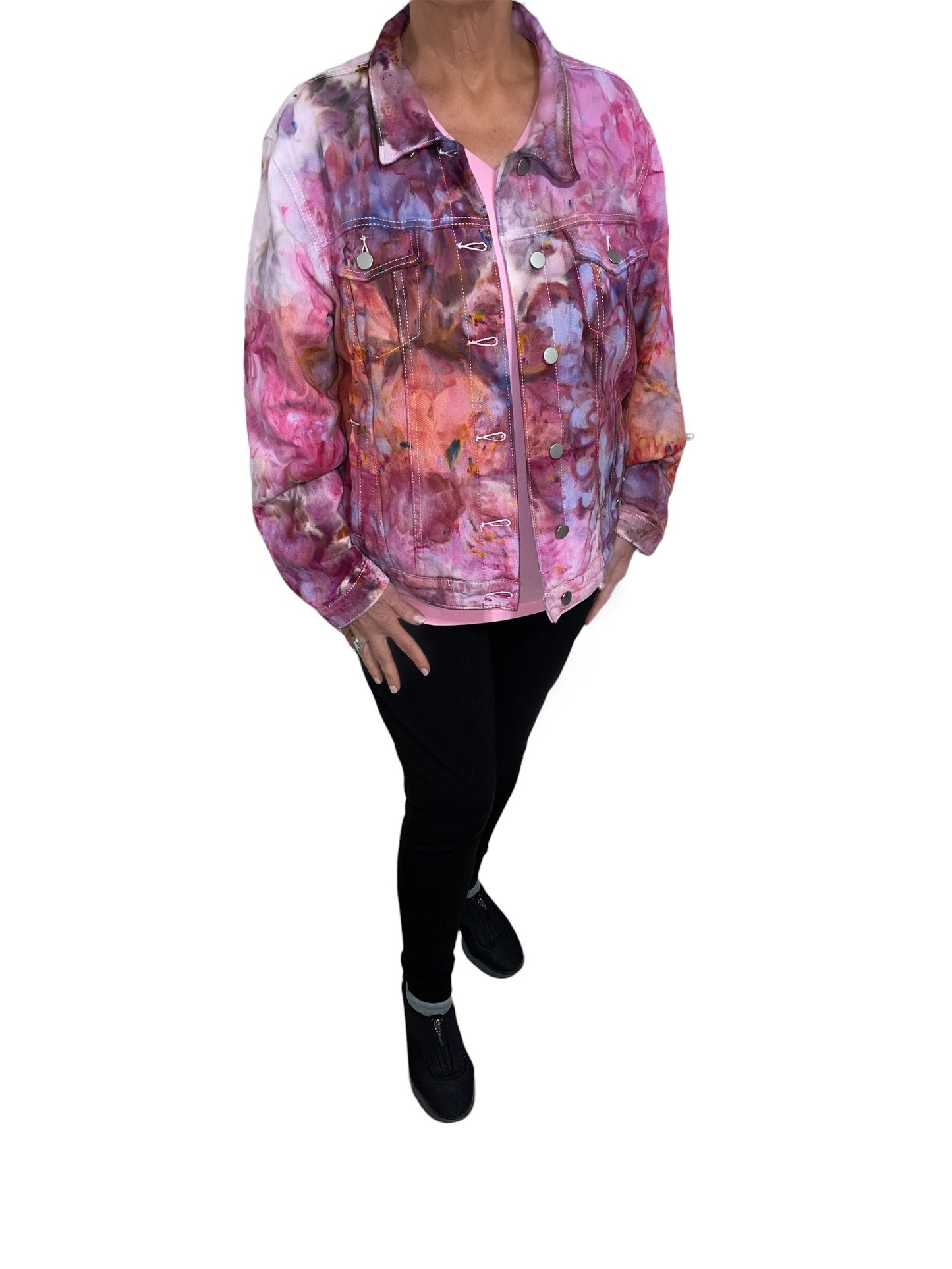 Liquid Flamingo Garden Tie Dye Denim Jacket