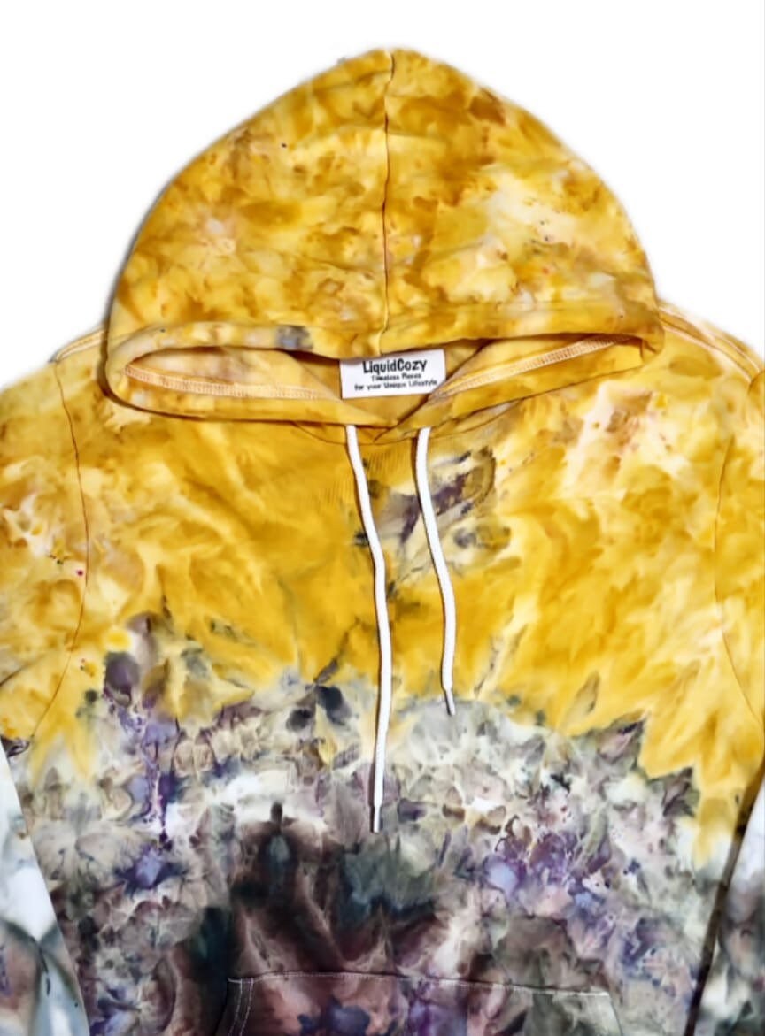 Liquid Gold Gemstones Hand Dyed Hoodie, Tie Dye Sweatshirt
