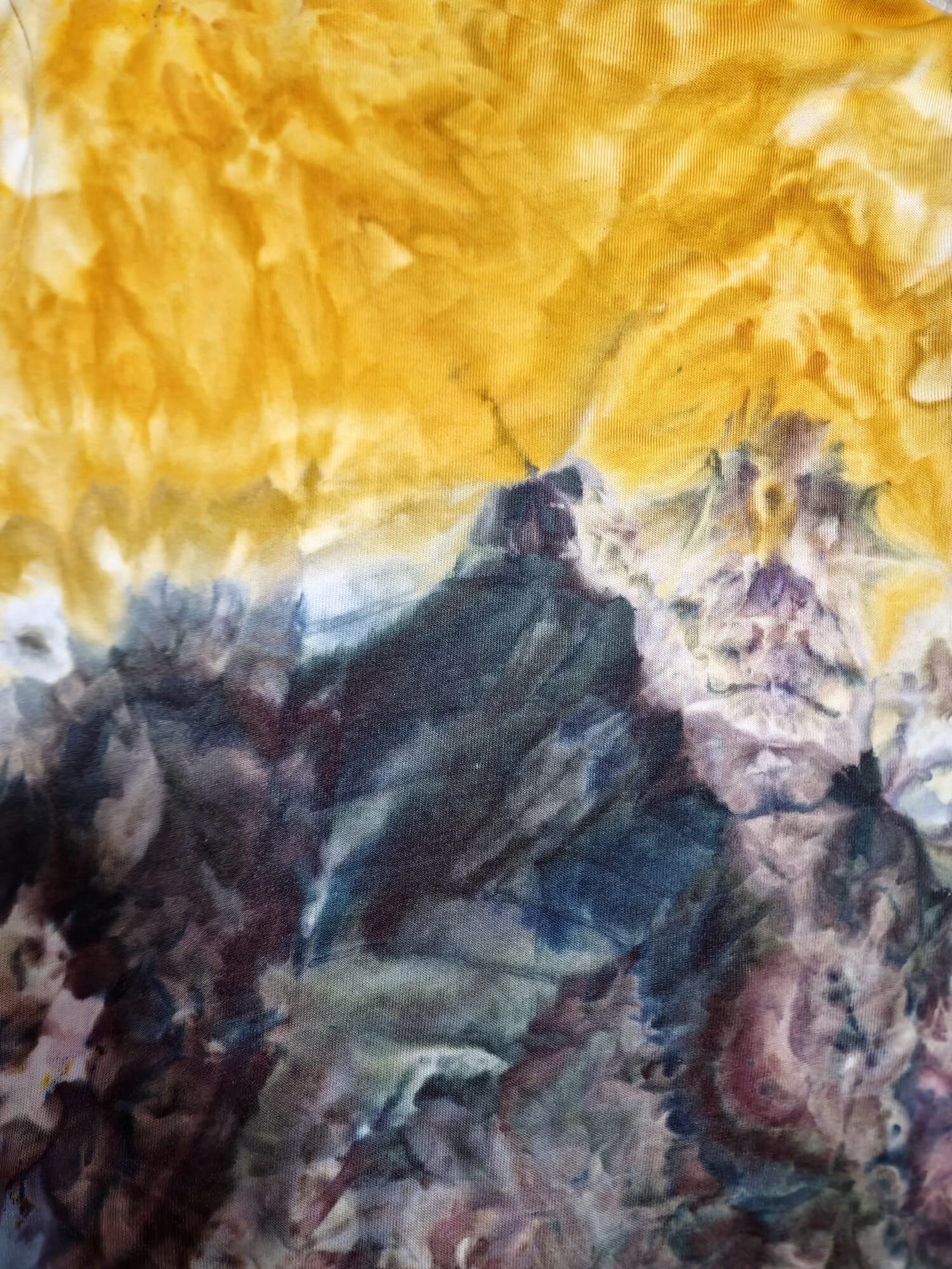 Liquid Gold Gemstones Hand Dyed Hoodie, Tie Dye Sweatshirt