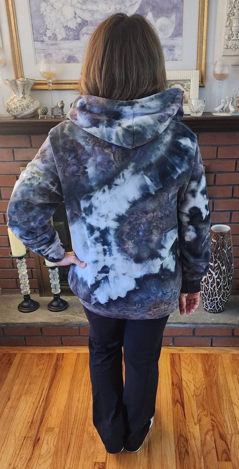 Liquid Noir Quartz Hand Dyed Hoodie or Zip Up Hoodie, Tie Dye Sweatshirt