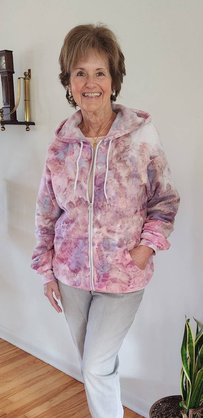Liquid Rose Traveler Hand Dyed Hoodie or Zip Up Hoodie, Tie Dye Sweatshirt