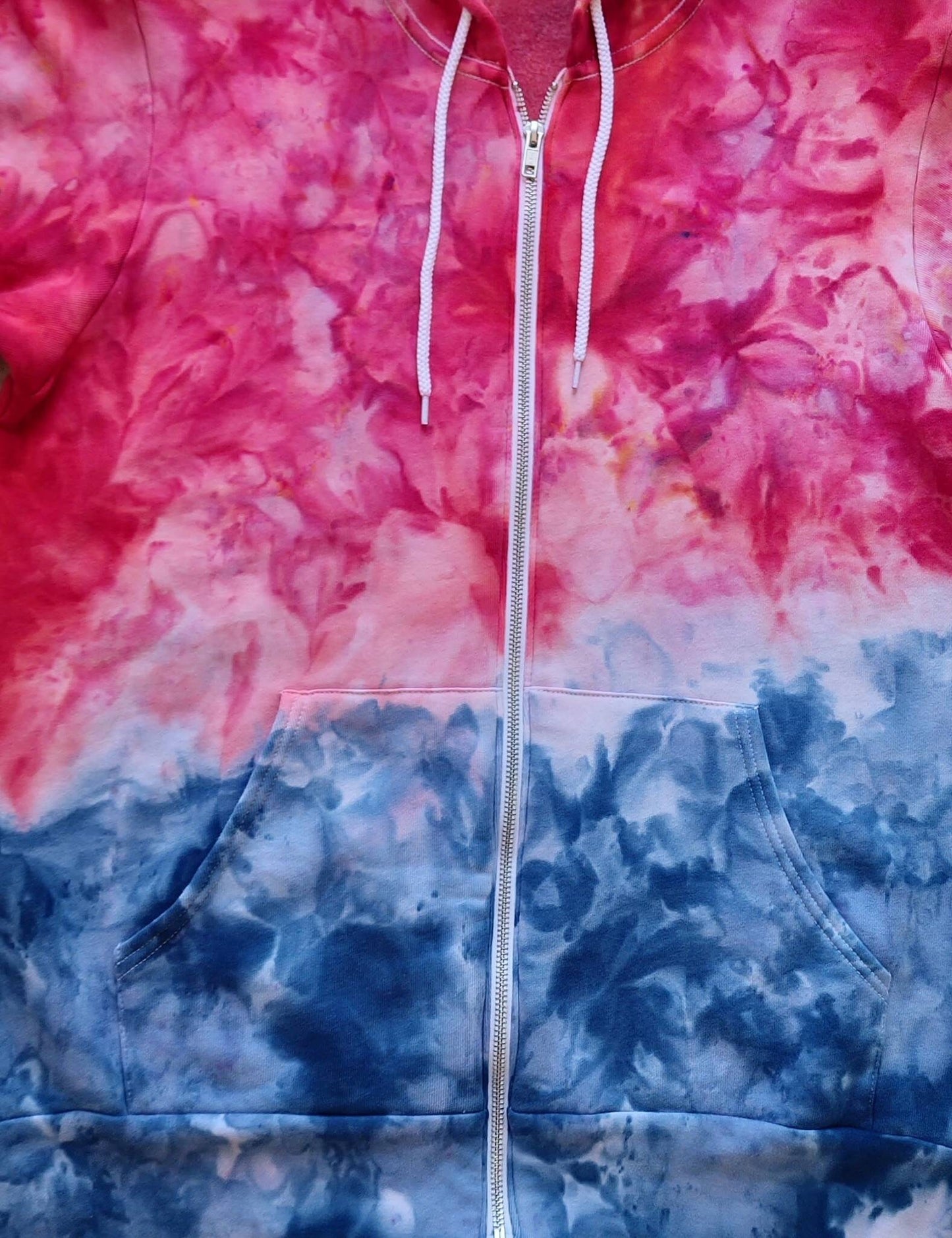 Liquid Firecracker Hand Dyed Hoodie or Zip up Hoodie, Tie Dye Sweatshirt
