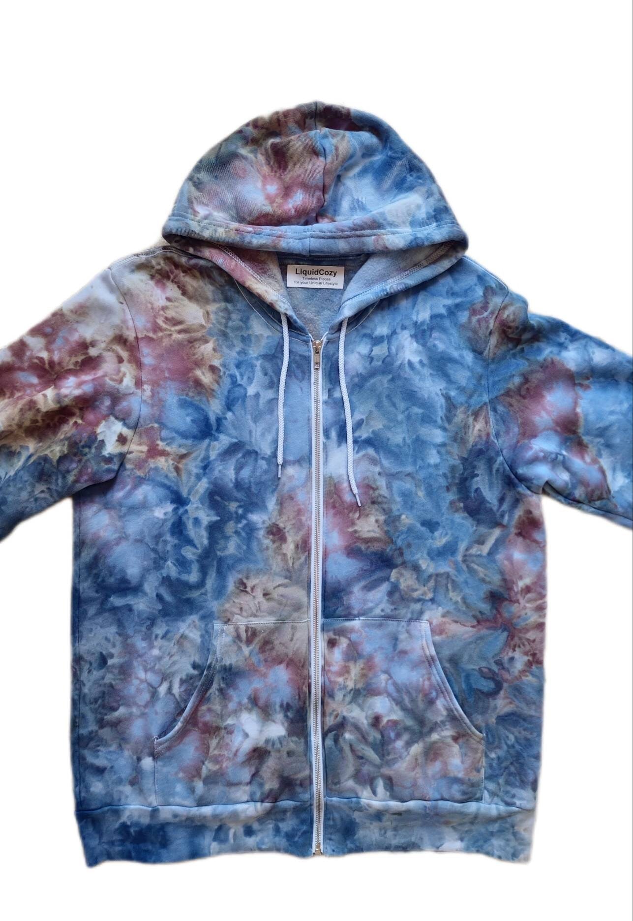 Liquid Sky Hand Dyed Hoodie or Zip Up Hoodie, Tie Dye Sweatshirt