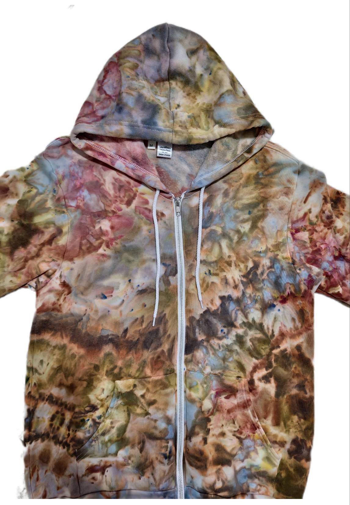 Liquid Earth Hand Dyed Hoodie or Zip Up Hoodie, Tie Dye Sweatshirt