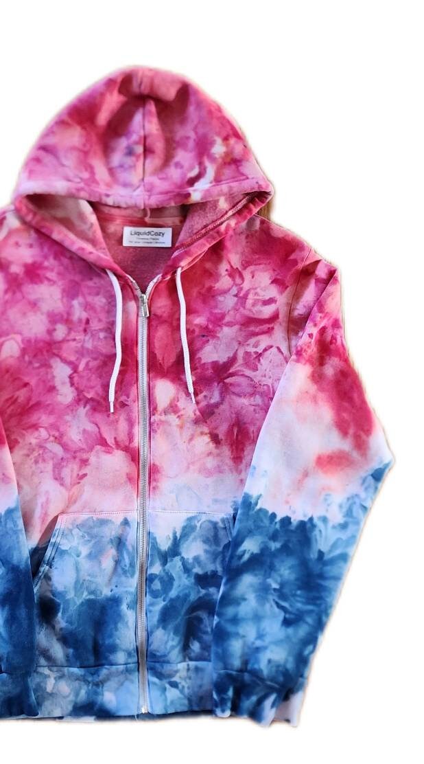 Liquid Firecracker Hand Dyed Hoodie or Zip up Hoodie, Tie Dye Sweatshirt