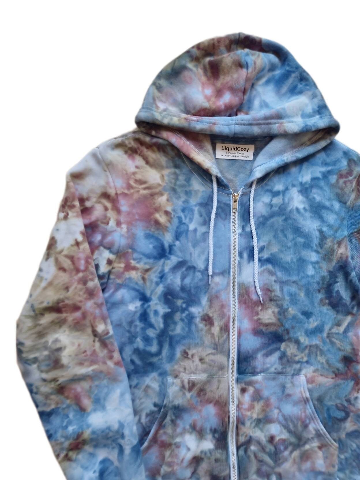 Liquid Sky Hand Dyed Hoodie or Zip Up Hoodie, Tie Dye Sweatshirt