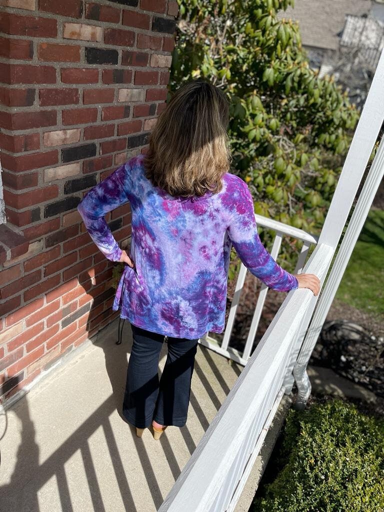 Liquid Rose Dust Lightweight Open Front Cardigan, Tie Dye Cardigan