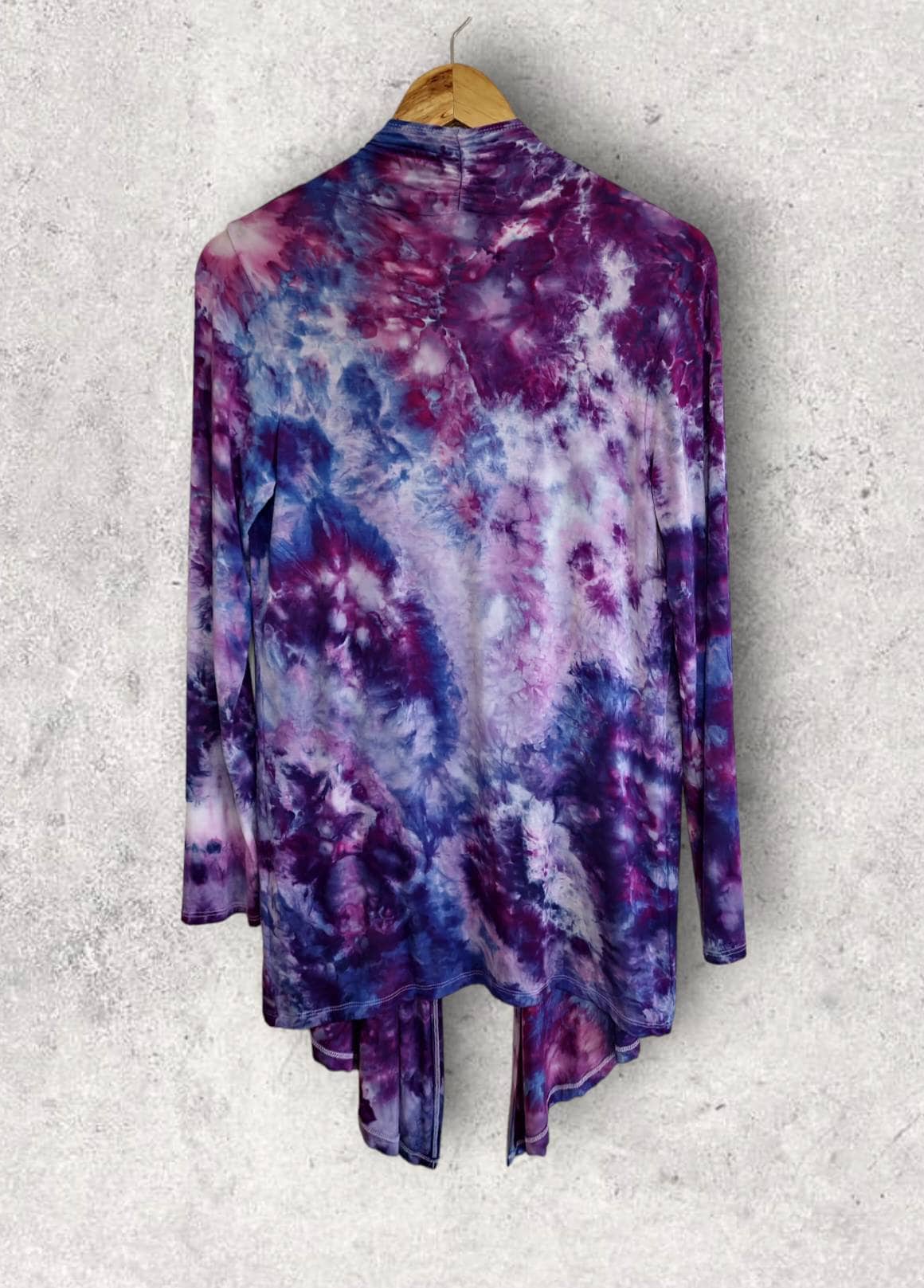 Liquid Rose Dust Lightweight Open Front Cardigan, Tie Dye Cardigan