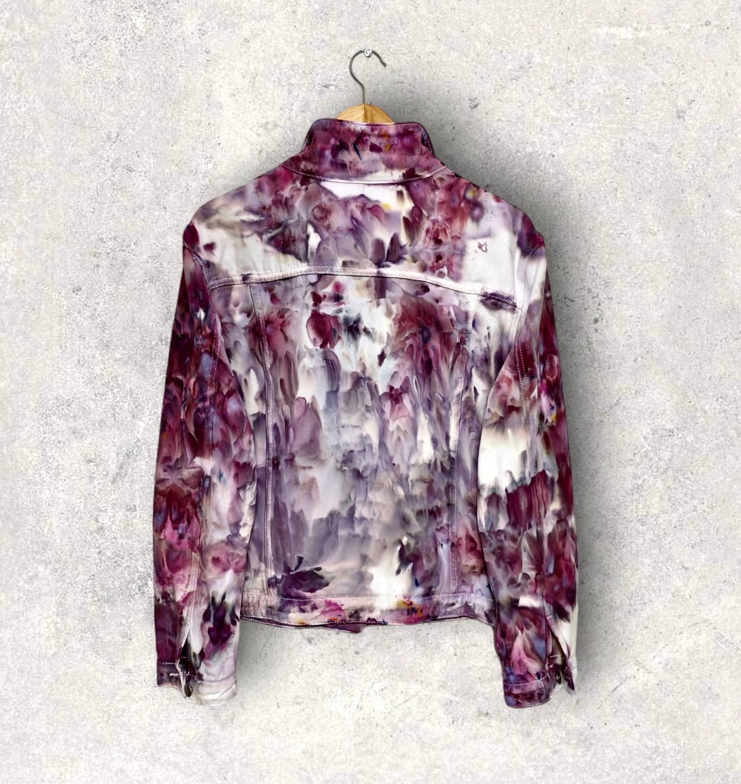 Liquid Lilac Rose Petals Tie Dye Denim Jacket