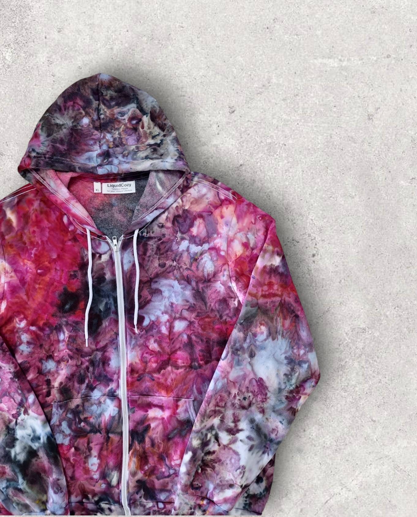 Liquid Vineyard Wine Hand Dyed Hoodie or Zip Up, Hoodie Tie Dye Sweatshirt