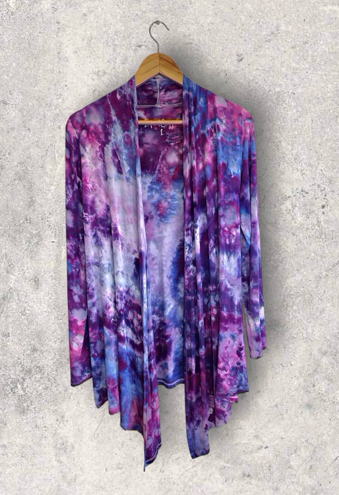 Liquid Rose Dust Lightweight Open Front Cardigan, Tie Dye Cardigan