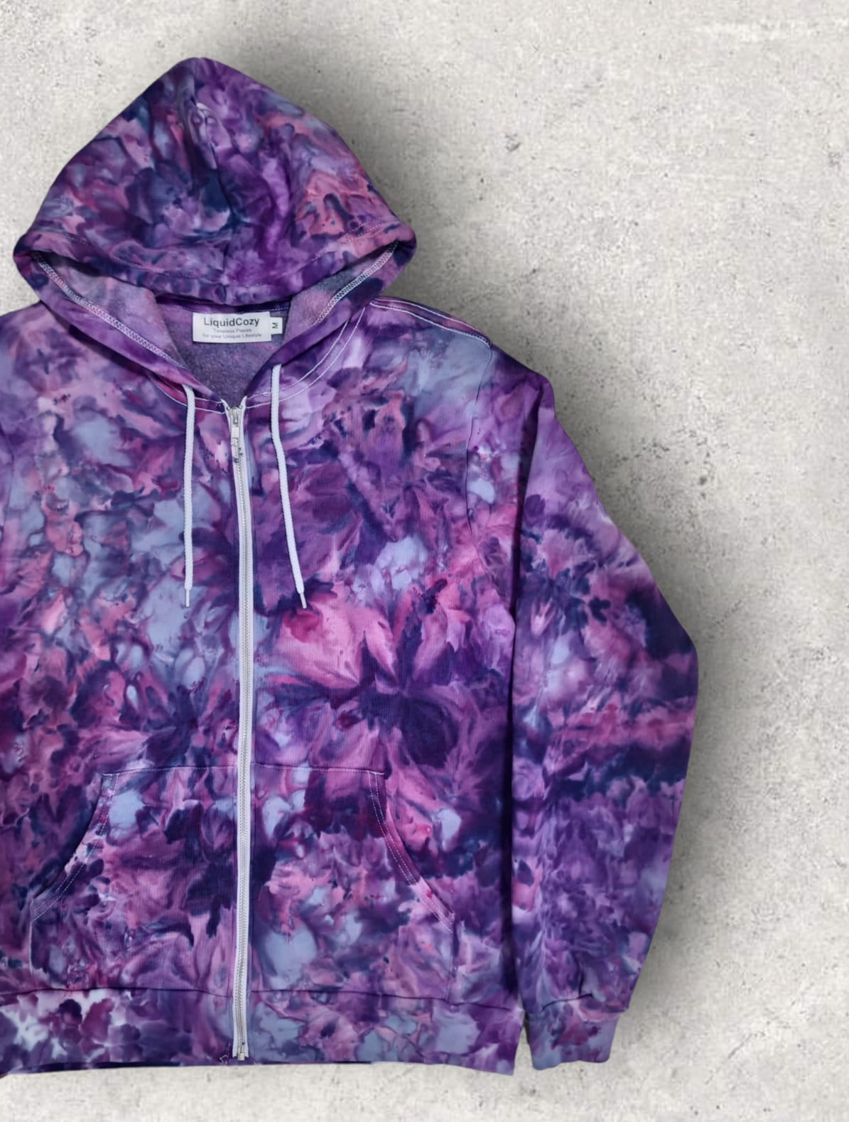 Liquid Flamingo Tulips Hand Dyed Hoodie or Zip Up Hoodie, Tie Dye Sweatshirt