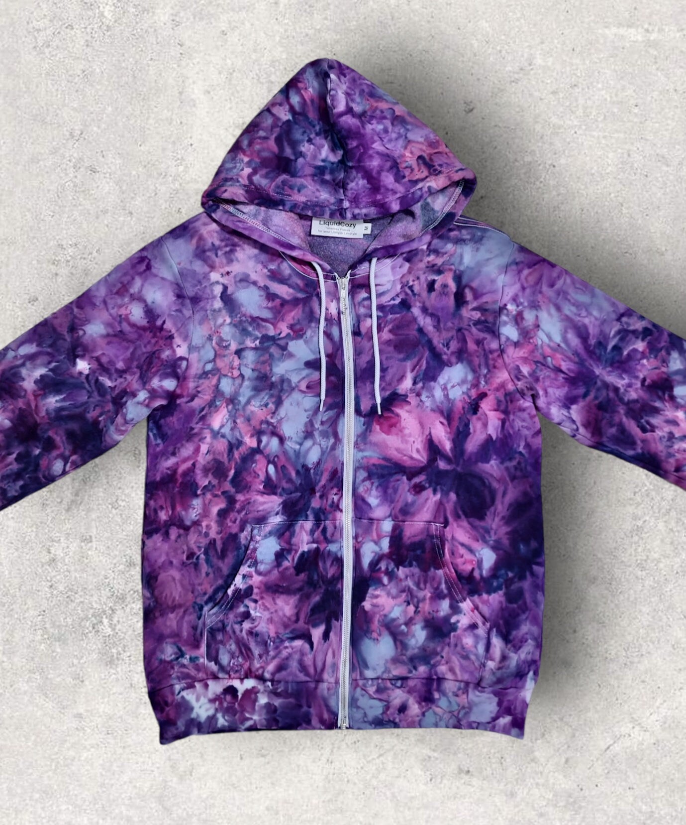 Liquid Flamingo Tulips Hand Dyed Hoodie or Zip Up Hoodie, Tie Dye Sweatshirt