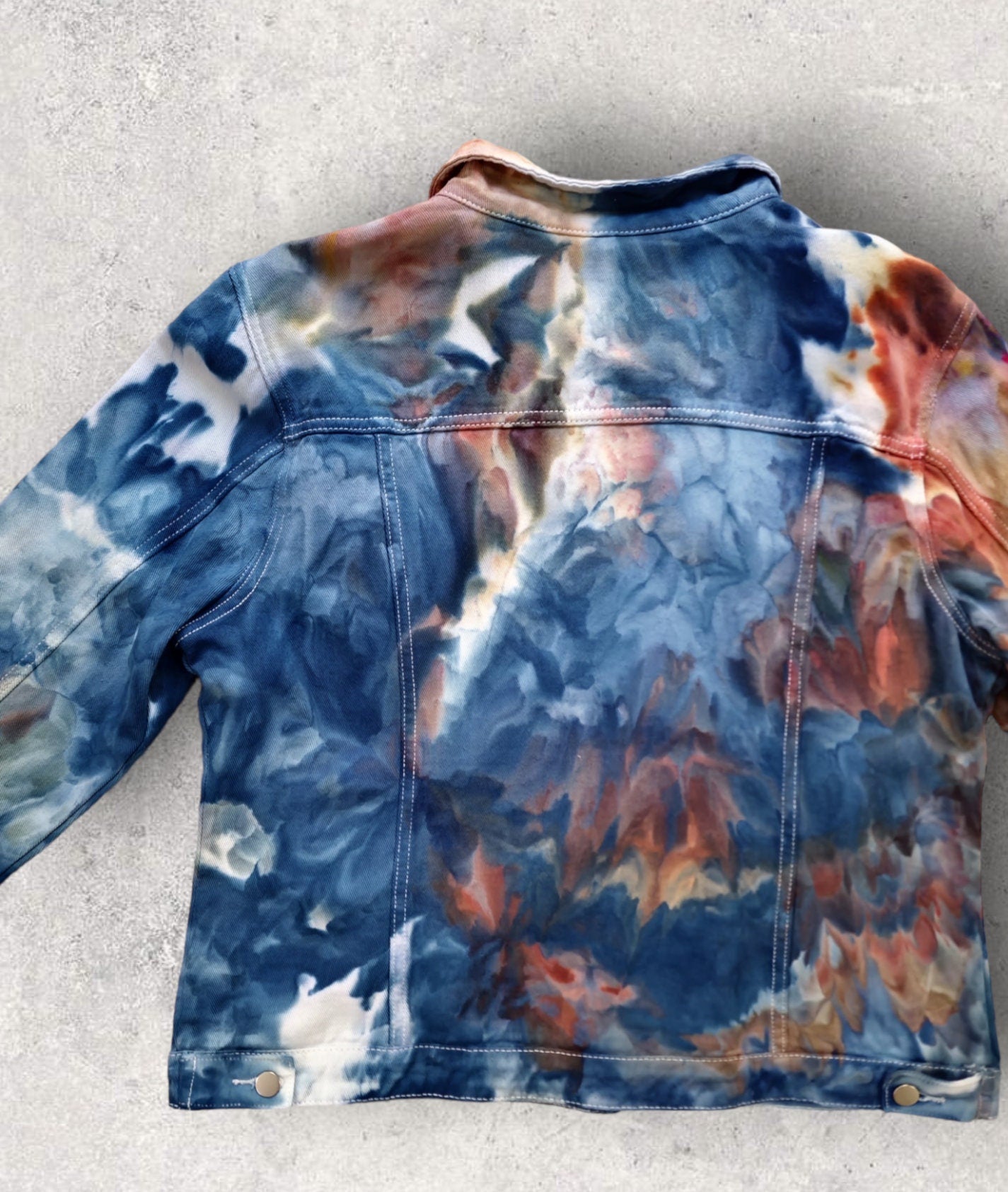 Liquid Aquamarine Gold Tie Dye Denim Jacket