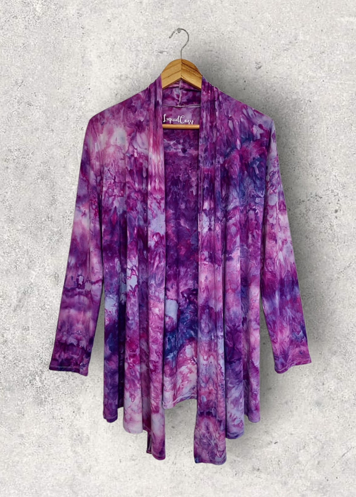 Liquid Rose Dust Lightweight Open Front Cardigan, Tie Dye Cardigan