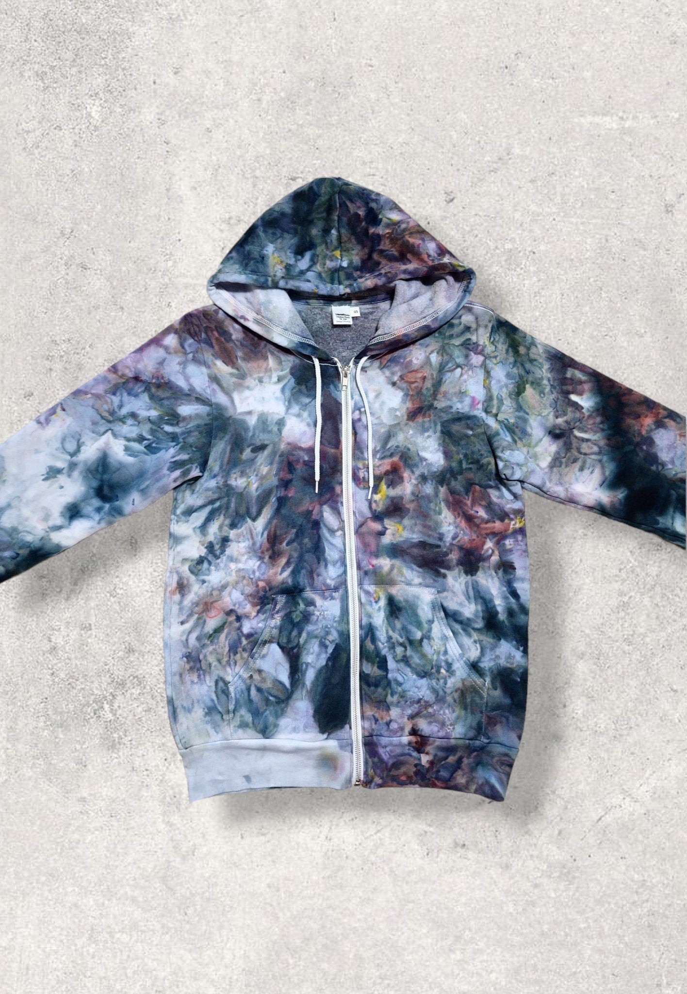 Liquid Noir Quartz Hand Dyed Hoodie or Zip Up Hoodie, Tie Dye Sweatshirt