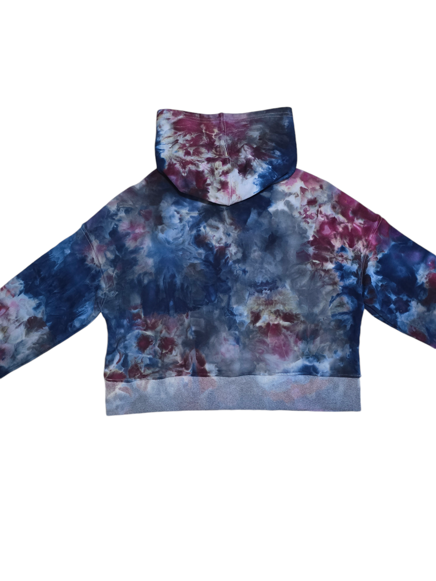 Women's Cropped Hoodie Hand Dyed, Tie Dyed Cropped Hoodie in Liquid Blue Raspberry