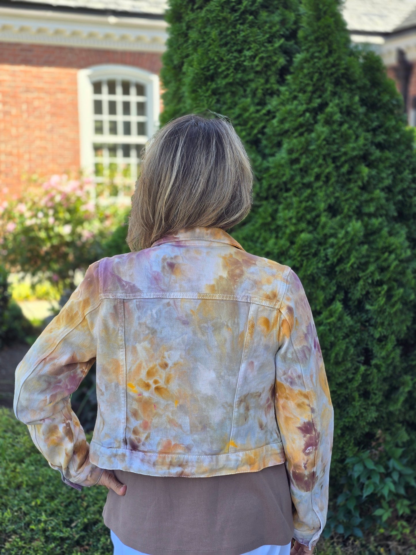 Womens Cropped Denim Jacket Hand Dyed, Tie Dye Denim Jacket - Liquid Earth