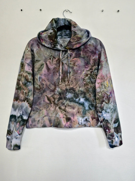 Women's Tie Dyed Cropped Hoodie, Hand Dyed Cropped Hoodie in Liquid Kaleidoscope