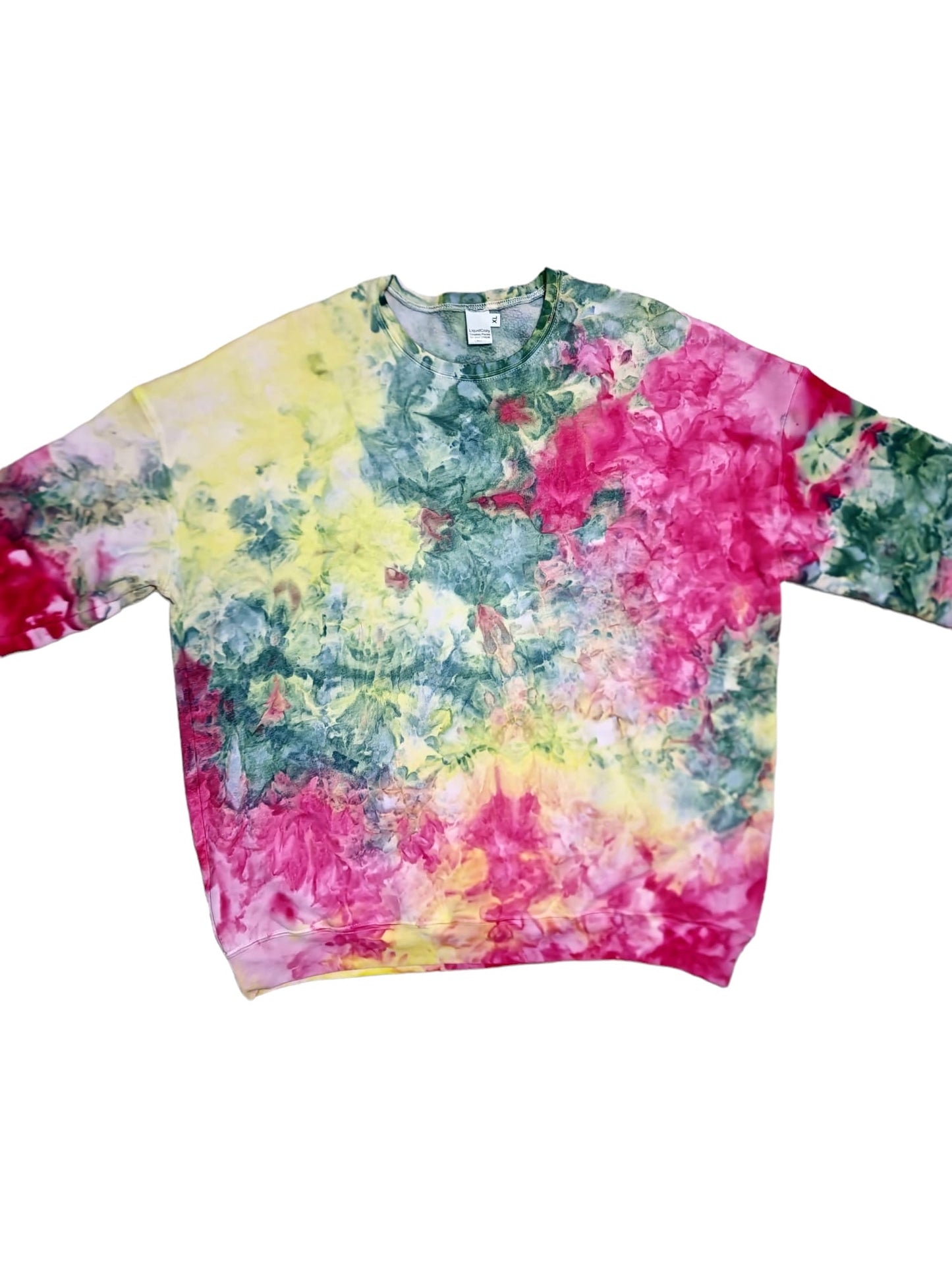 Liquid Flamingo Garden Hand Dyed Hoodie, Crewneck or Zip Up Hoodie, Tie Dye Sweatshirt