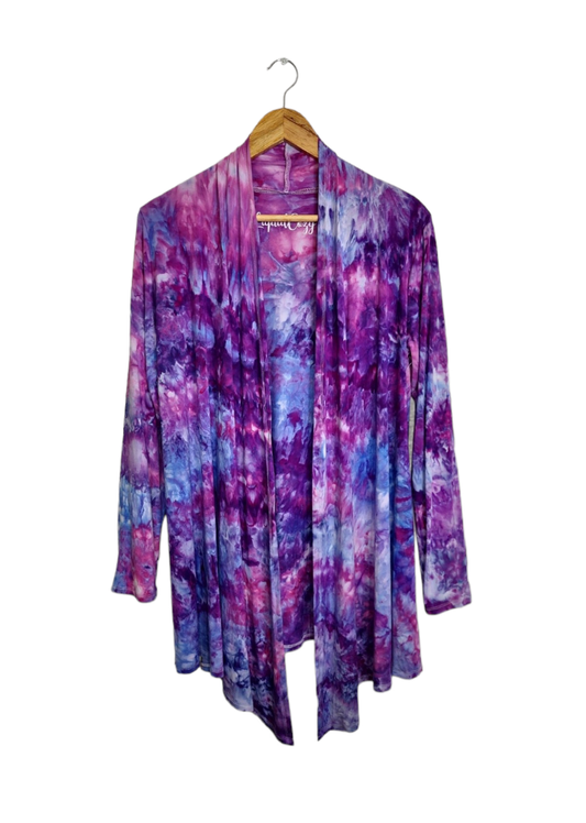 Liquid Rose Dust Lightweight Open Front Cardigan, Tie Dye Cardigan