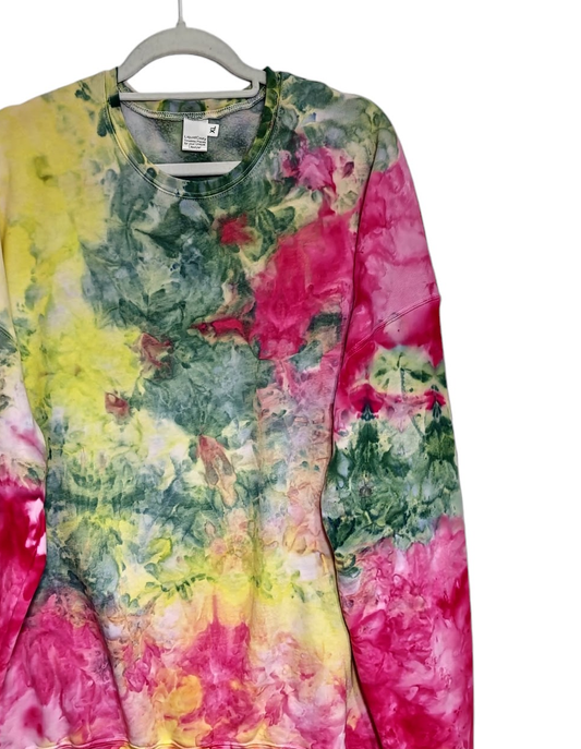 Liquid Flamingo Garden Hand Dyed Hoodie, Crewneck or Zip Up Hoodie, Tie Dye Sweatshirt