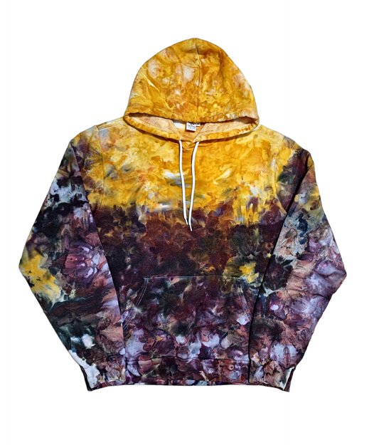 Liquid Gold Gemstones Hand Dyed Hoodie, Tie Dye Sweatshirt