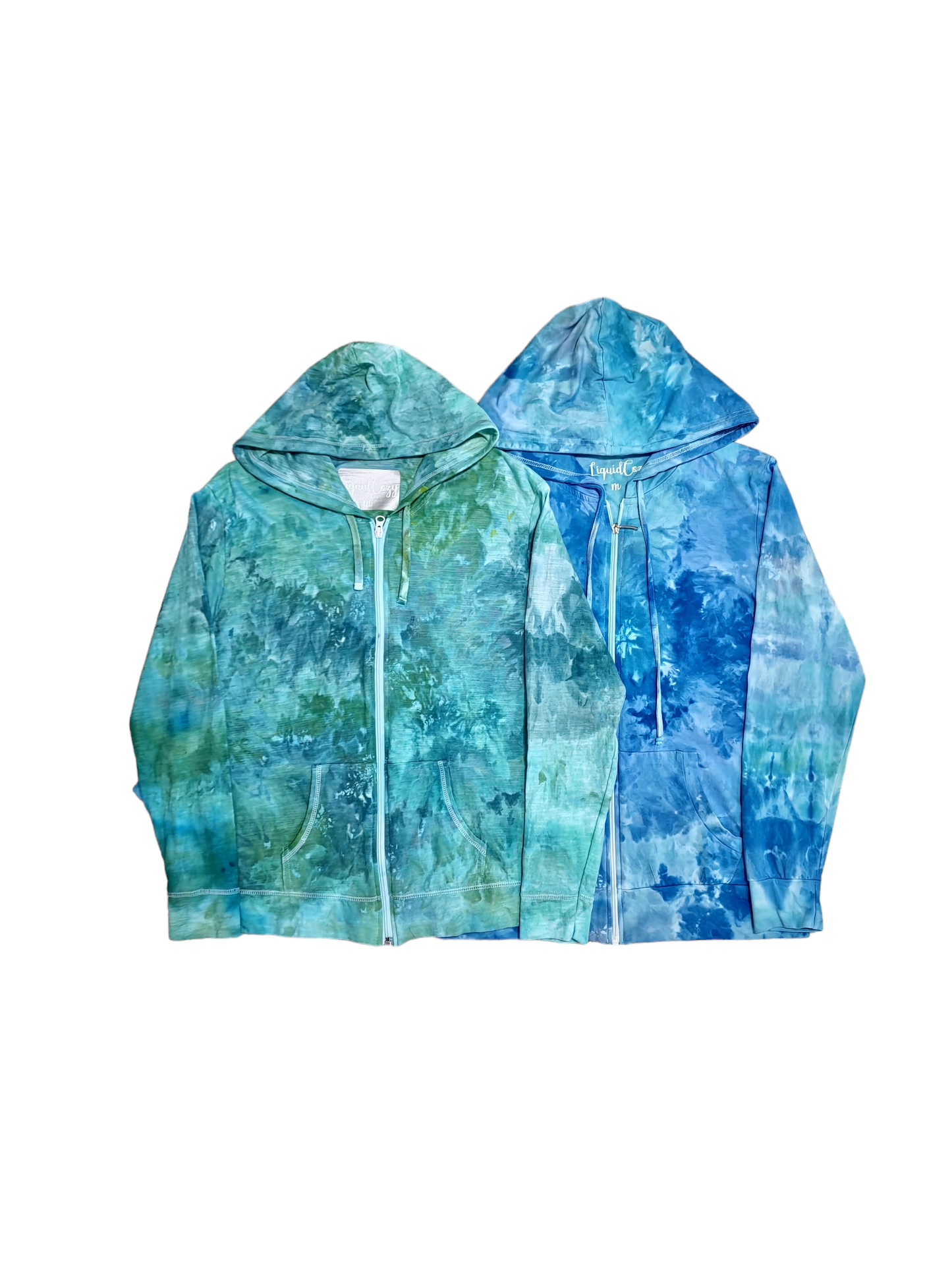 Women's Lightweight Tie Dye Zip Up Hoodie Jacket,  Hand Dyed Lightweight Zip-Up Jacket