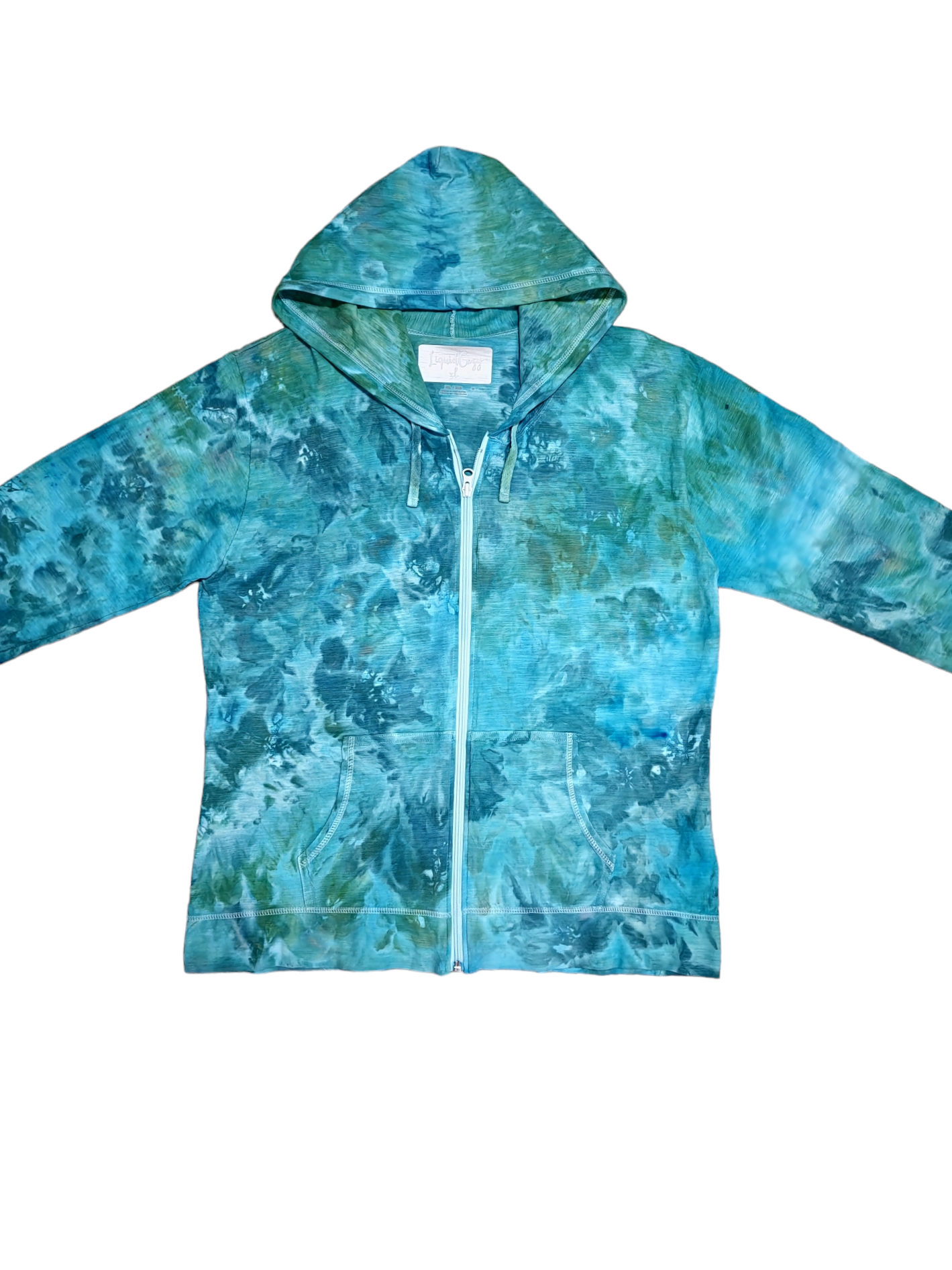 Women's Lightweight Tie Dye Zip Up Hoodie Jacket,  Hand Dyed Lightweight Zip-Up Jacket