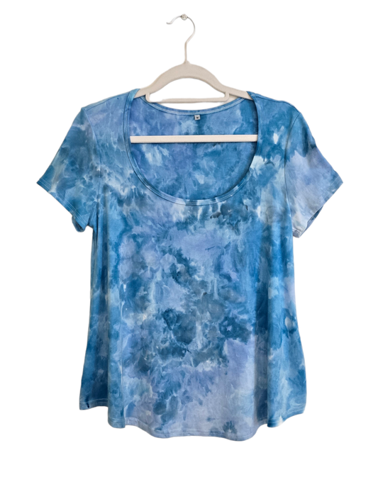 Women's Hand Dyed Scoop Neck Tshirt, Tie Dye Scoop Neck Tshirt